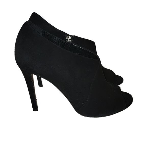 Diane von Furstenberg Violet Black peep toe suede bootie heels - Picture 5 of 6